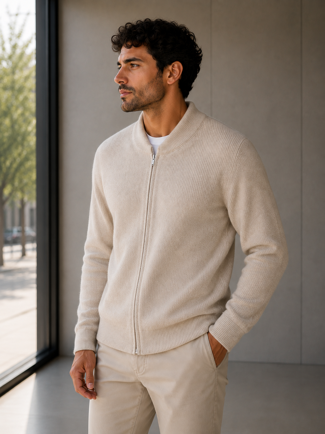Men's Full-Zip Wool Jumper | Regal