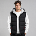 Men's straight-cut hooded padded gilet