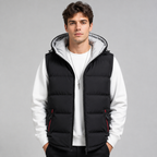 Men's straight-cut hooded padded gilet