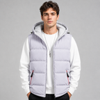 Men's straight-cut hooded padded gilet