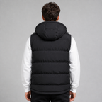 Men's straight-cut hooded padded gilet