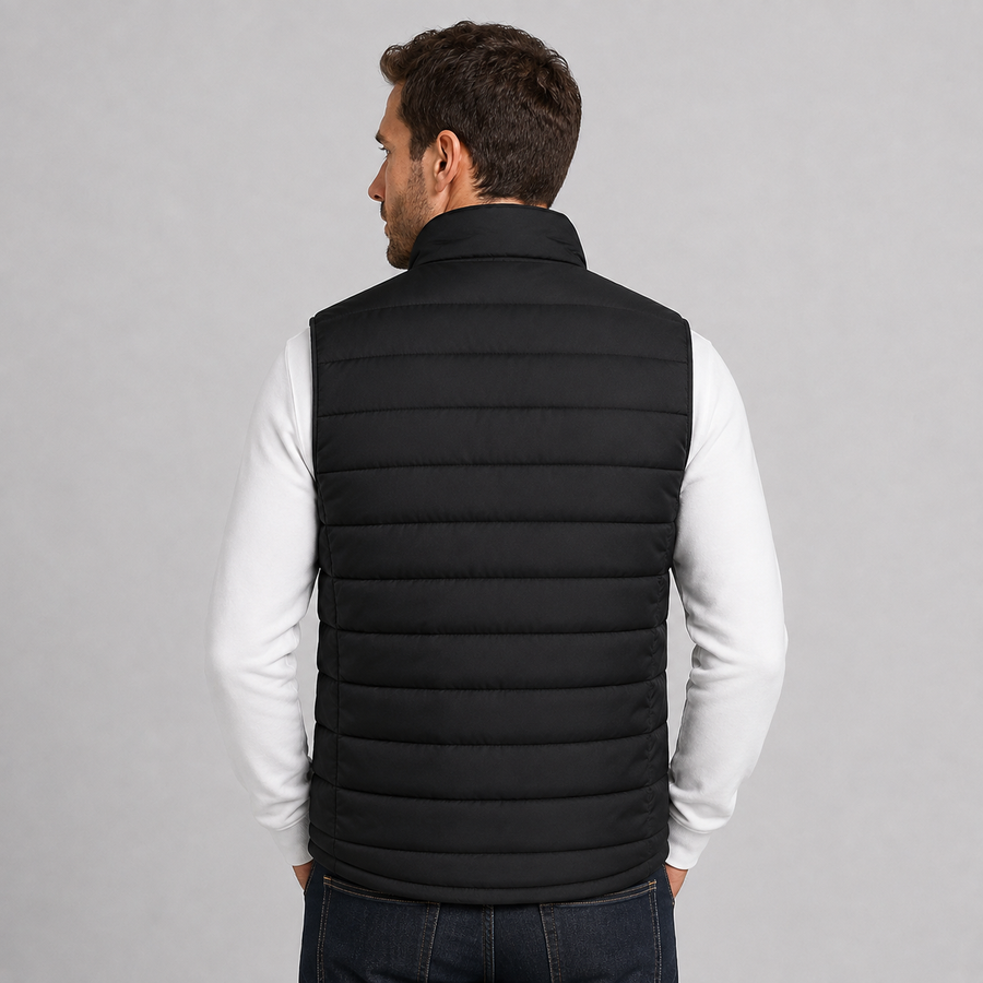 Men's lightweight stand collar zip-up gilet
