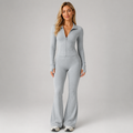 Women's ribbed zip top and flared trouser co-ord set