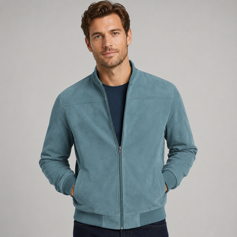 Men's lightweight suede-look bomber jacket