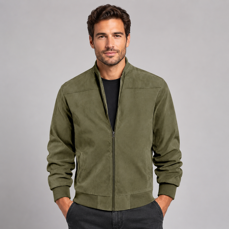 Men's lightweight suede-look bomber jacket