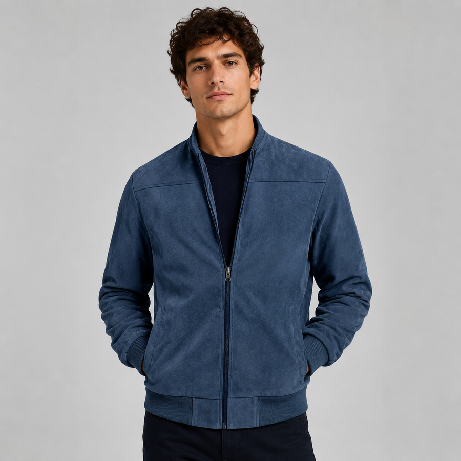Men's lightweight suede-look bomber jacket