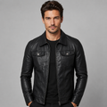 Men's vintage leather-look biker jacket