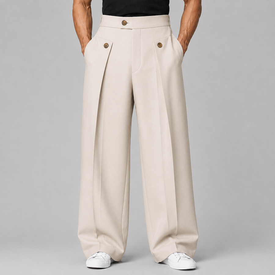Men's wide-leg trousers with front pleats