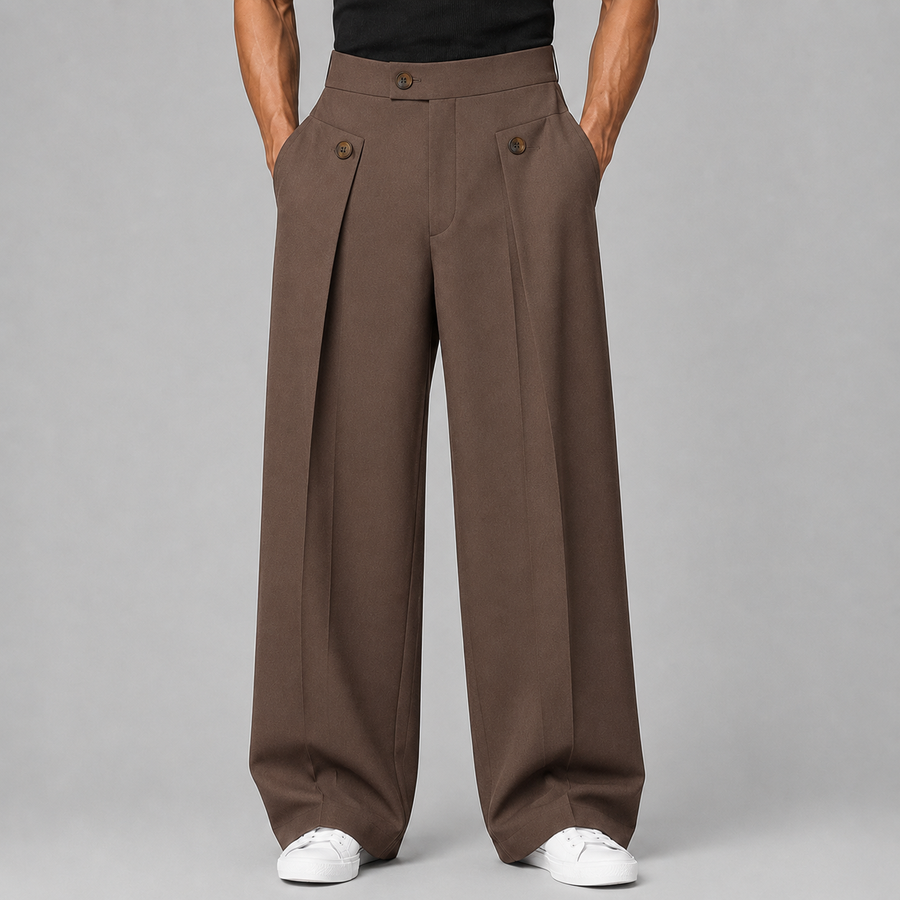 Men's wide-leg trousers with front pleats
