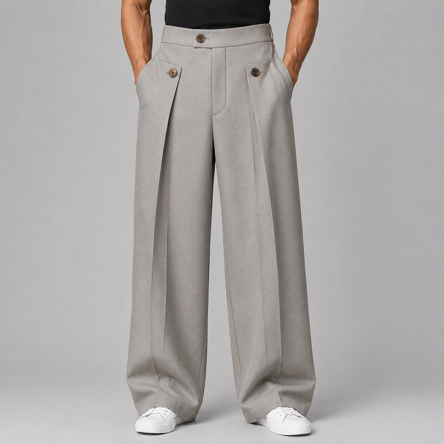 Men's wide-leg trousers with front pleats