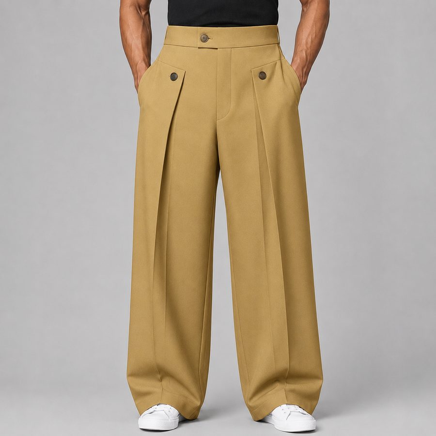 Men's wide-leg trousers with front pleats