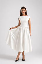 Women's Sleeveless Midi Dress Round Neck Flowy Fit - Parker and Grant