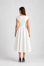Women's Sleeveless Midi Dress Round Neck Flowy Fit - Parker and Grant