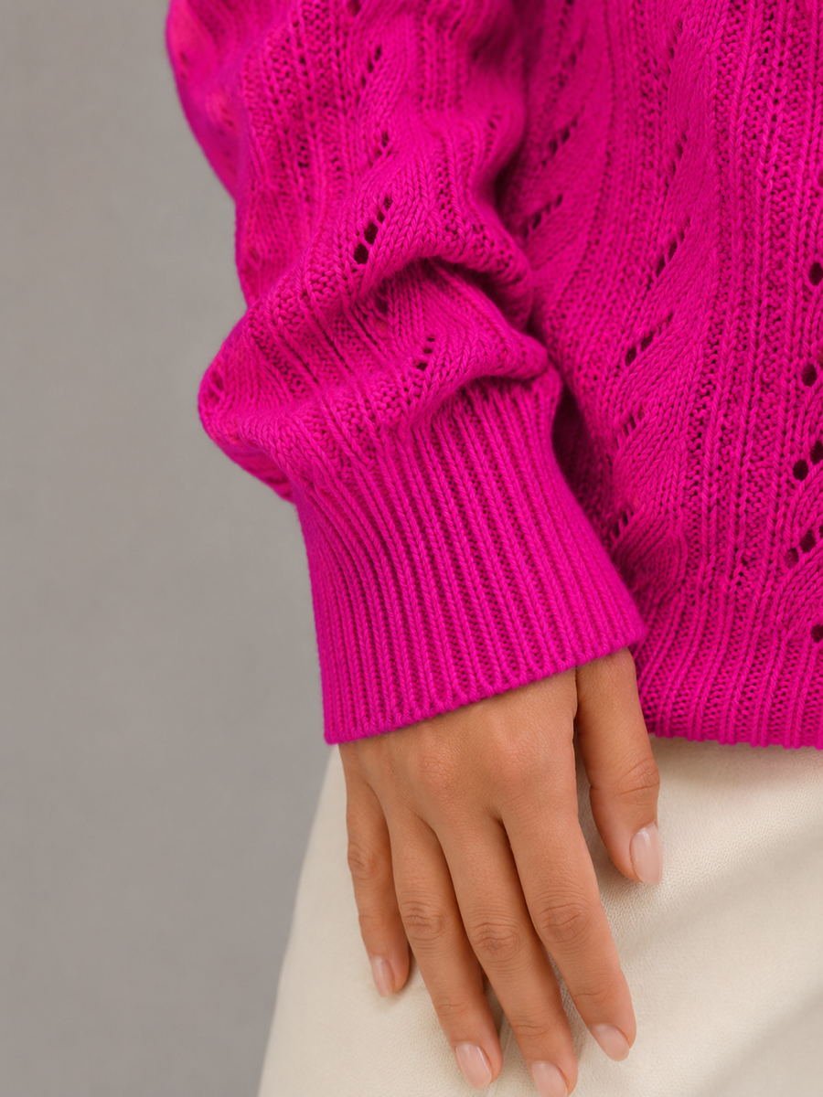 Women's off-shoulder cable knit jumper