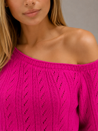 Women's off-shoulder cable knit jumper