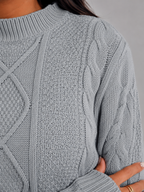 Women's cropped cable knit jumper with a mock neck