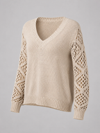 Women's open knit V-neck jumper in a relaxed fit