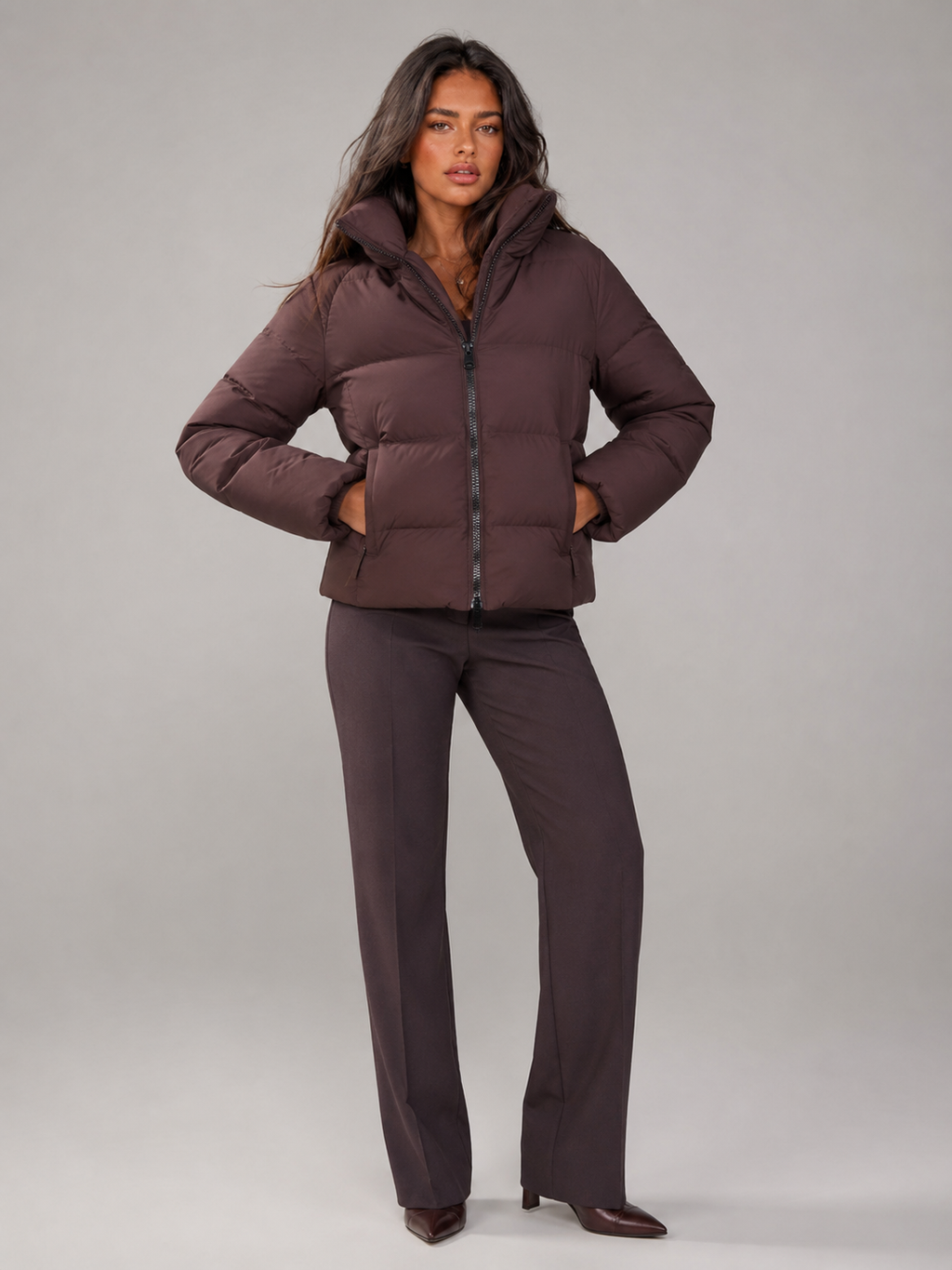 Women's belted puffer jacket