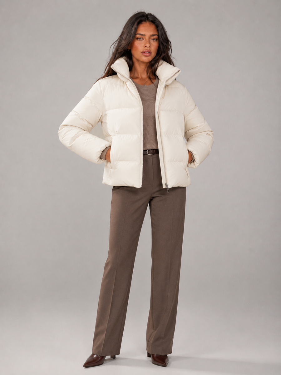 Women's belted puffer jacket