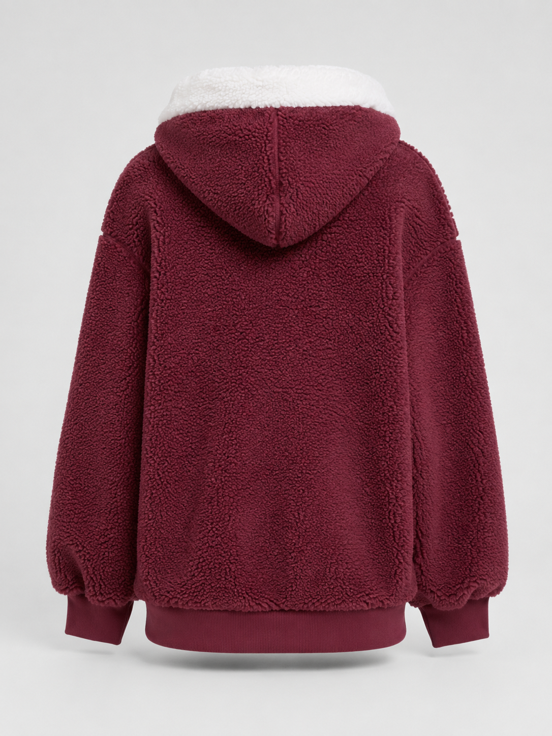Women's sherpa-lined hooded padded jacket with a zip front