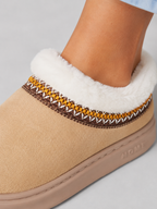 Women's faux suede slipper mules with a plush lining and platform sole