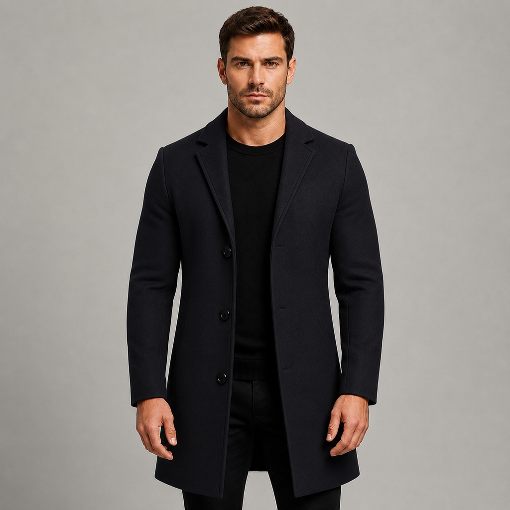 Men's tailored single-breasted overcoat
