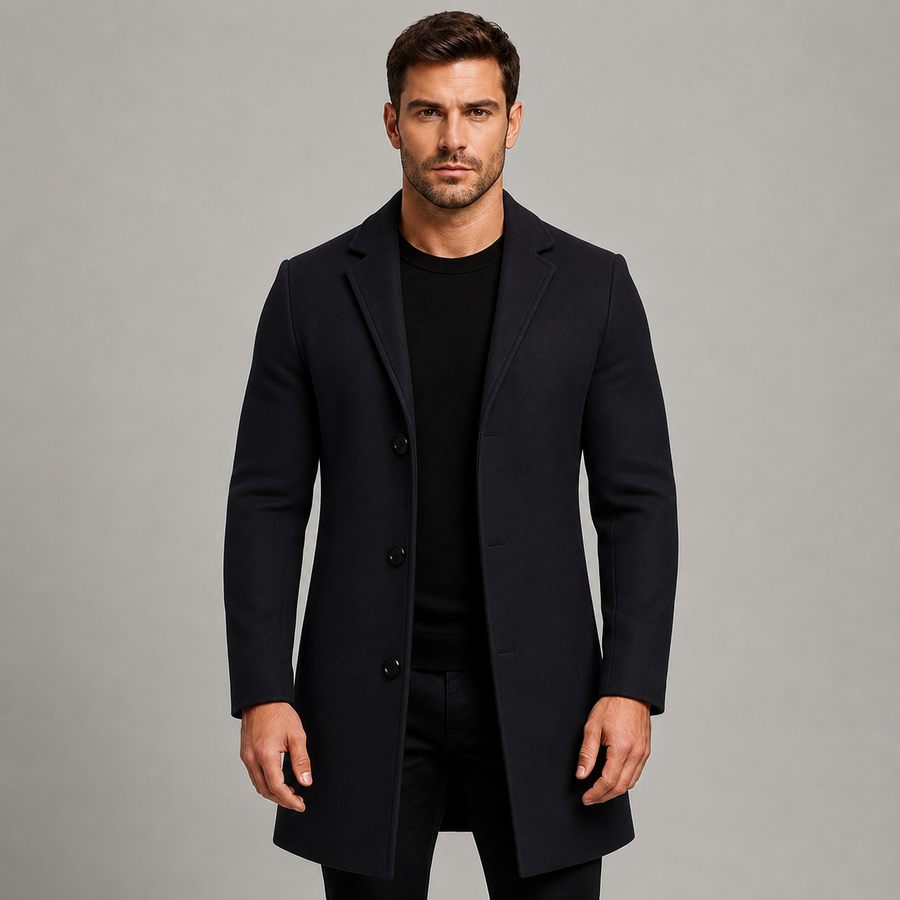 Men's tailored single-breasted overcoat
