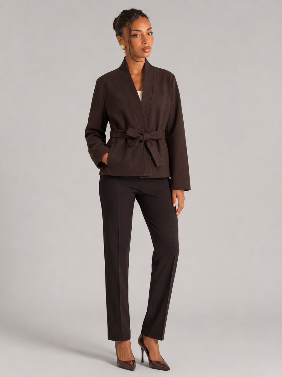 Women's belted wrap jacket