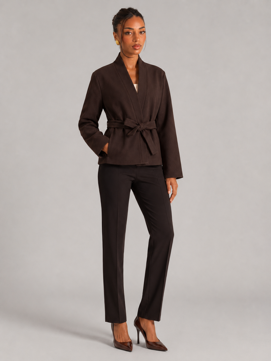 Women's belted wrap jacket