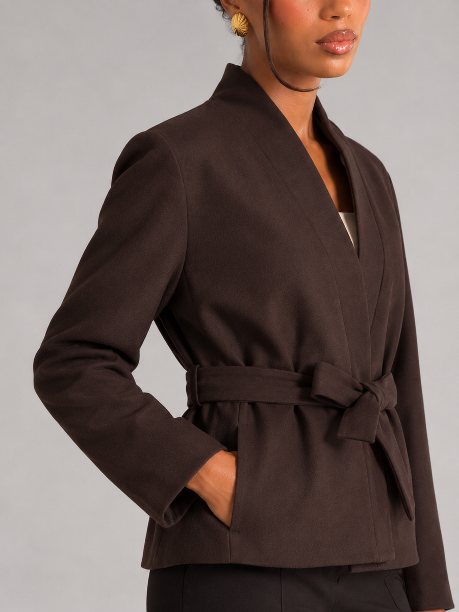 Women's belted wrap jacket