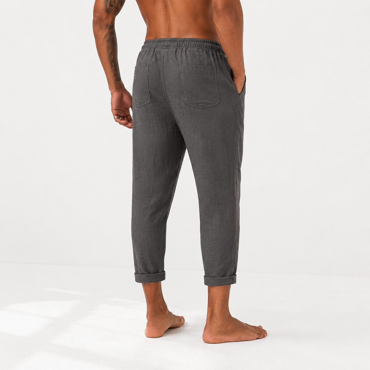 Men's slim tapered lightweight drawstring trousers