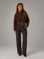 Women's suede-look utility jacket with flap pockets