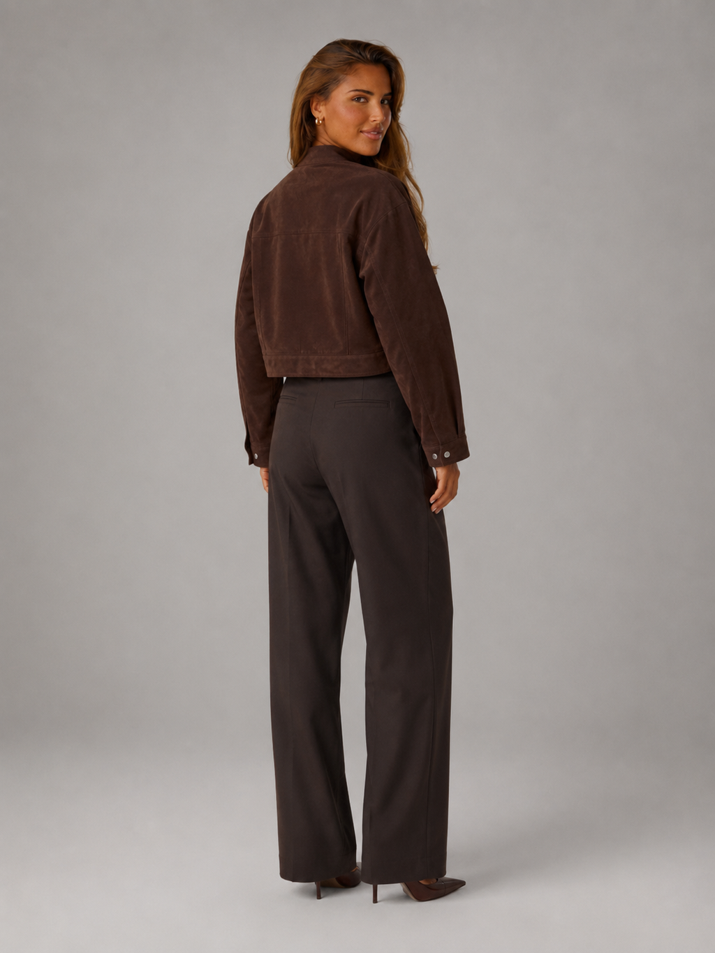 Women's suede-look utility jacket with flap pockets