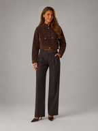 Women's suede-look utility jacket with flap pockets