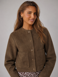 Women's cropped suede-look jacket