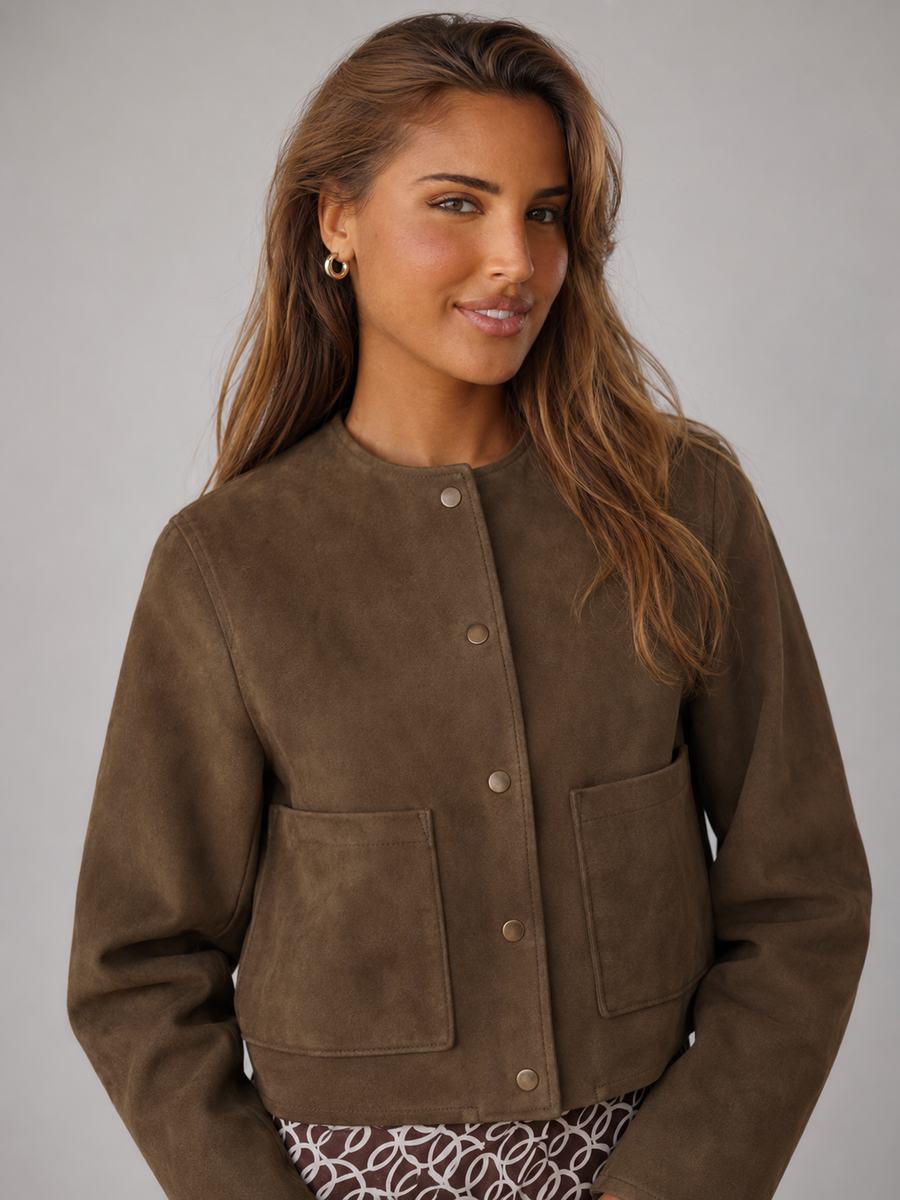 Women's cropped suede-look jacket