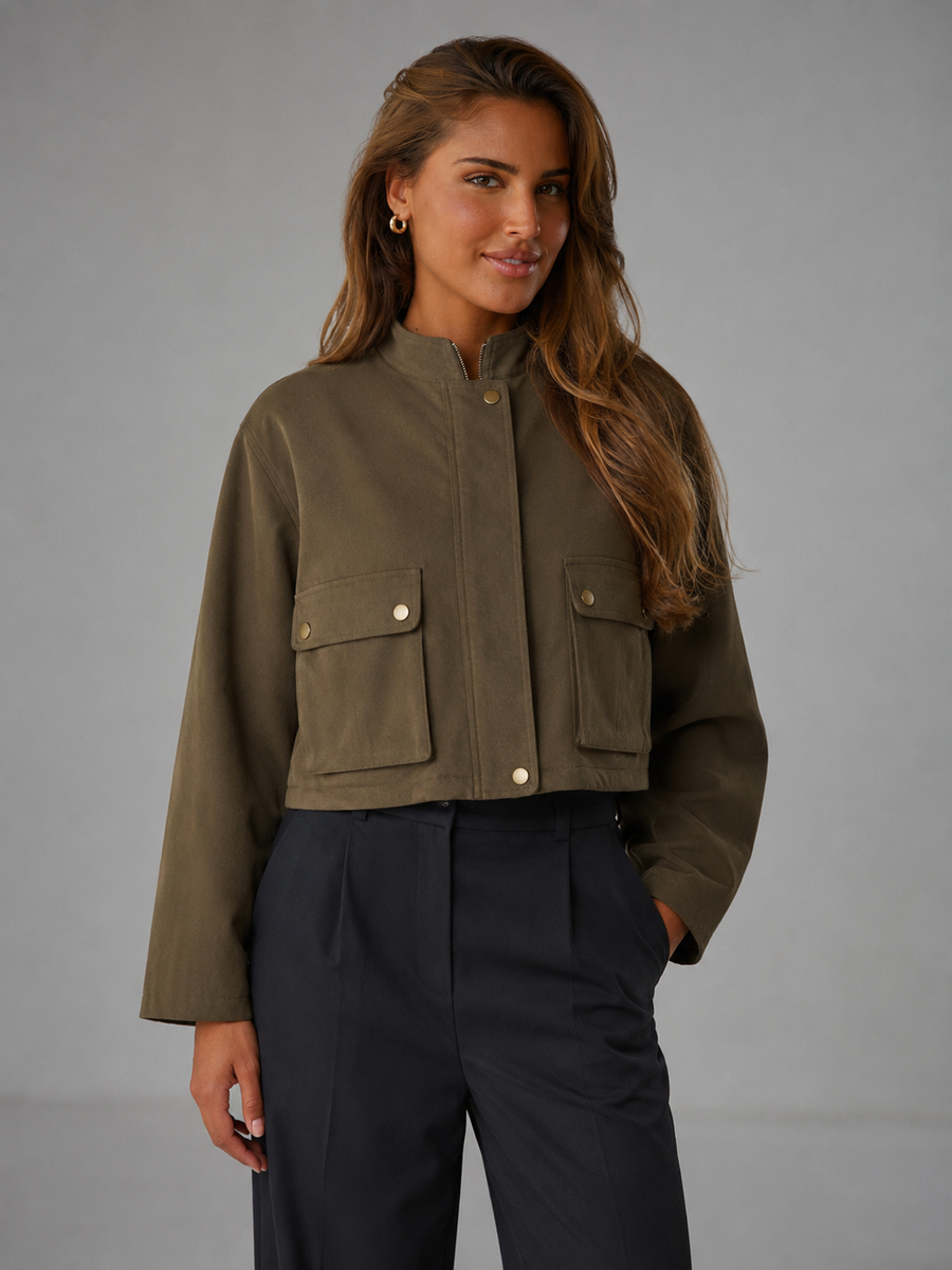 Women's cropped suede-look jacket