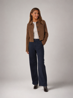 Women's cropped single-breasted blazer with patch pockets