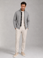 Men's chunky knit full-zip cardigan with stand collar