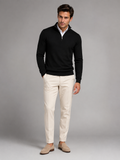 Men's contrast trim quarter-zip mock neck jumper