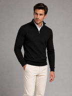Men's contrast trim quarter-zip mock neck jumper