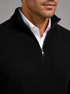 Men's contrast trim quarter-zip mock neck jumper