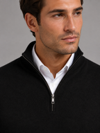 Men's contrast trim quarter-zip mock neck jumper