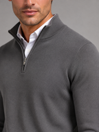 Men's contrast trim quarter-zip mock neck jumper
