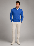 Men's fine knit quarter-zip mock neck jumper