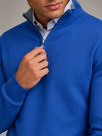 Men's fine knit quarter-zip mock neck jumper
