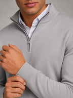 Men's fine knit quarter-zip mock neck jumper