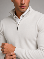 Men's fine knit quarter-zip mock neck jumper