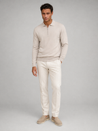Men's fine-knit quarter-zip polo jumper