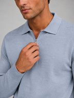 Men's fine-knit quarter-zip polo jumper